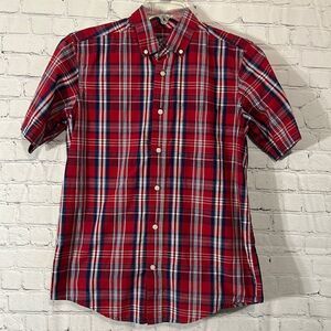 George Plaid Mens Red Short Sleeve Top Size Small 34-36